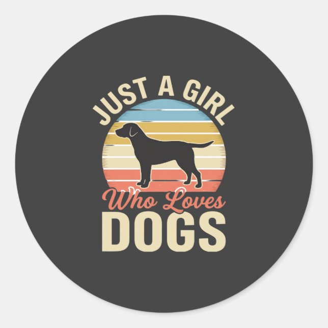 Pegatina Redonda Simplemente una chica que ama a los perros amante  (Anverso)