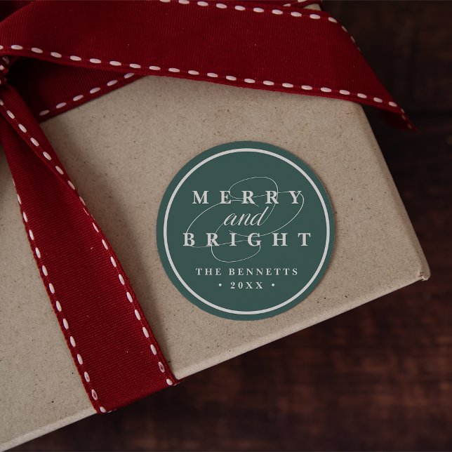 Pegatina Redonda Simply Merry Spruce | Festividad personalizada (Subido por el creador)