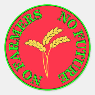 Pegatina Redonda Sin agricultores, sin comida, sin futuro. Protesta