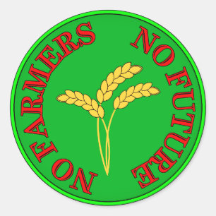 Pegatina Redonda Sin agricultores, sin comida, sin futuro. Protesta
