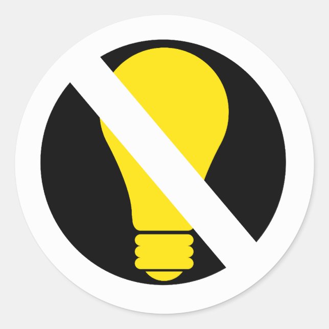 Pegatina Redonda sin bombillas incandescentes (Anverso)