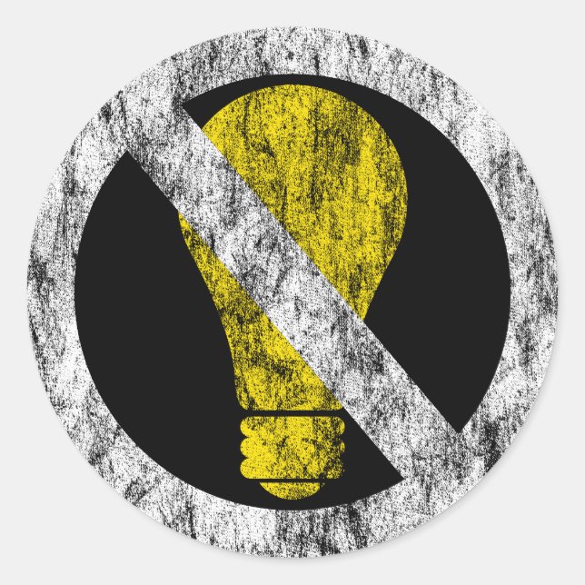 Pegatina Redonda sin bombillas incandescentes (Anverso)