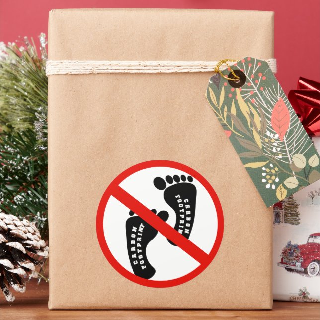 Pegatina Redonda Sin carbono Foot Print (Vacaciones)