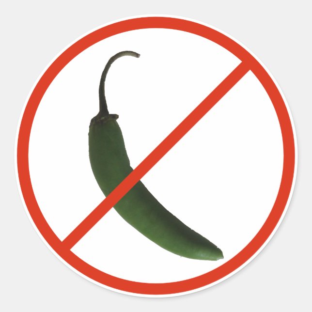 Pegatina Redonda Sin comida picante, por favor (Anverso)