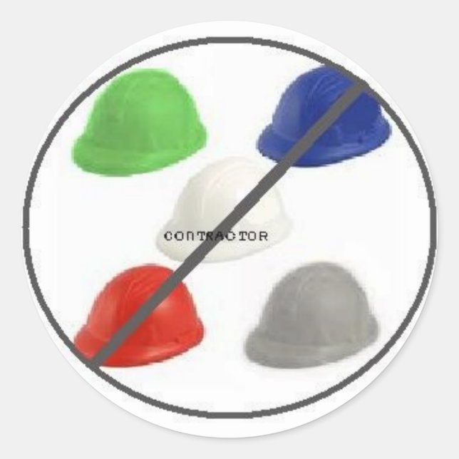 Pegatina Redonda Sin contratistas (Anverso)