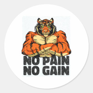 Pegatina Redonda Sin Dolor Sin Ganancia Gimnasio De Tigre