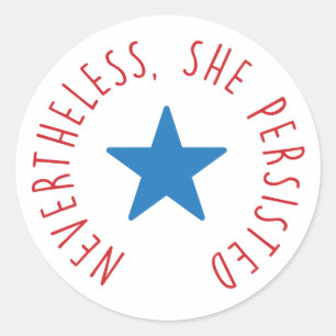 Pegatina Redonda Sin embargo, ella persistió. estrella azul del  