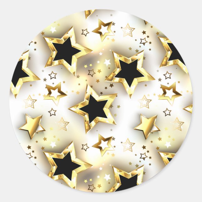 Pegatina Redonda Sin inconvenientes de luz con estrellas de oro (Anverso)