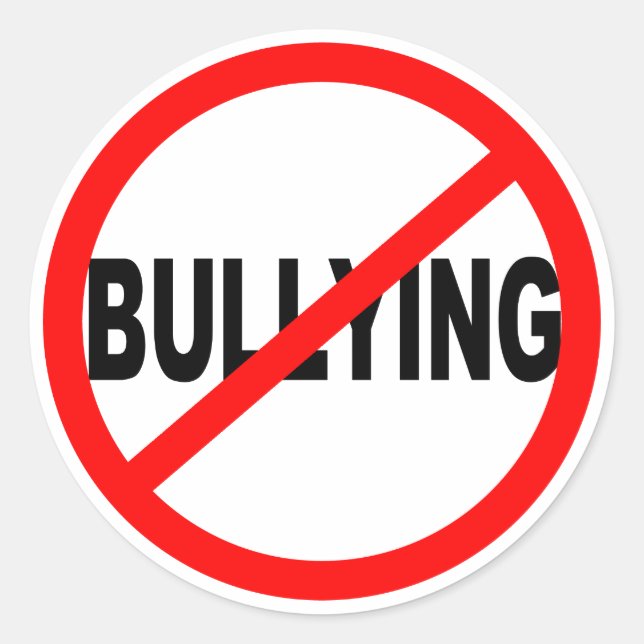 Pegatina Redonda Sin Pegatinas de la ronda de bullying (Anverso)