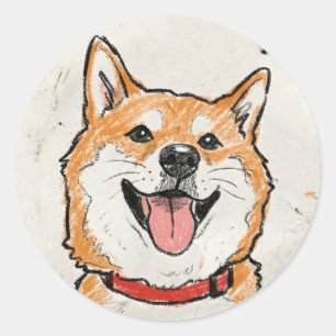 Pegatina Redonda Sin Pensamientos, Solo Vibraciones – Shiba Feliz