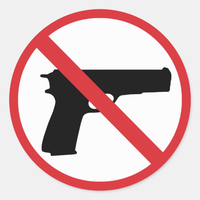 Pegatina Redonda Sin pistolas (Anverso)