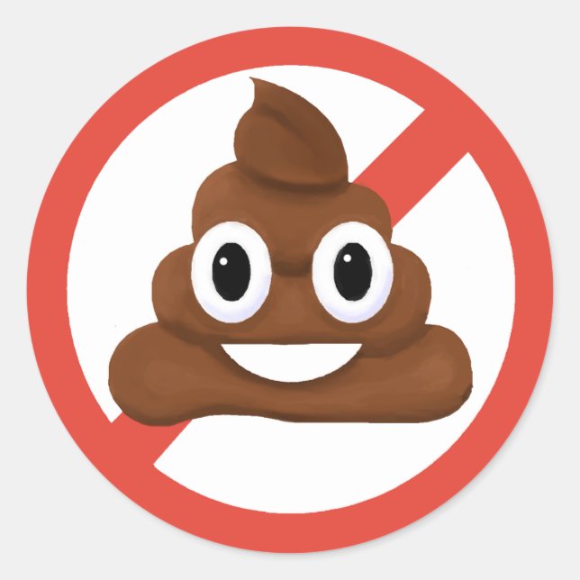 Pegatina Redonda Sin popó (Anverso)