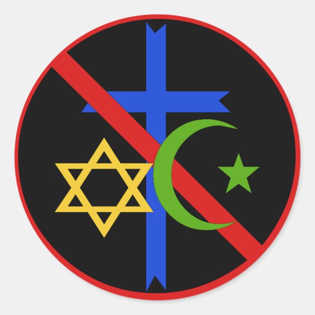 Pegatina Redonda Sin religión (Anverso)