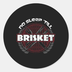 Pegatina Redonda Sin sueño hasta Brisket - Funny Bbq Grill Master