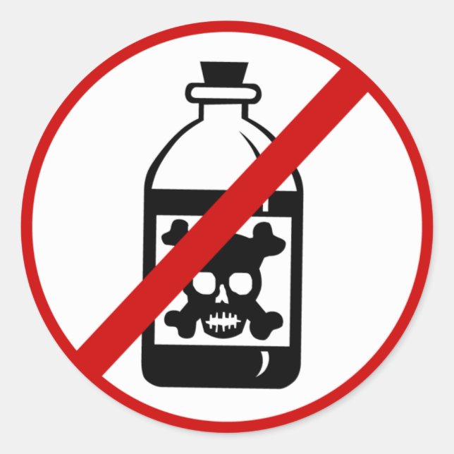 Pegatina Redonda sin veneno (Anverso)