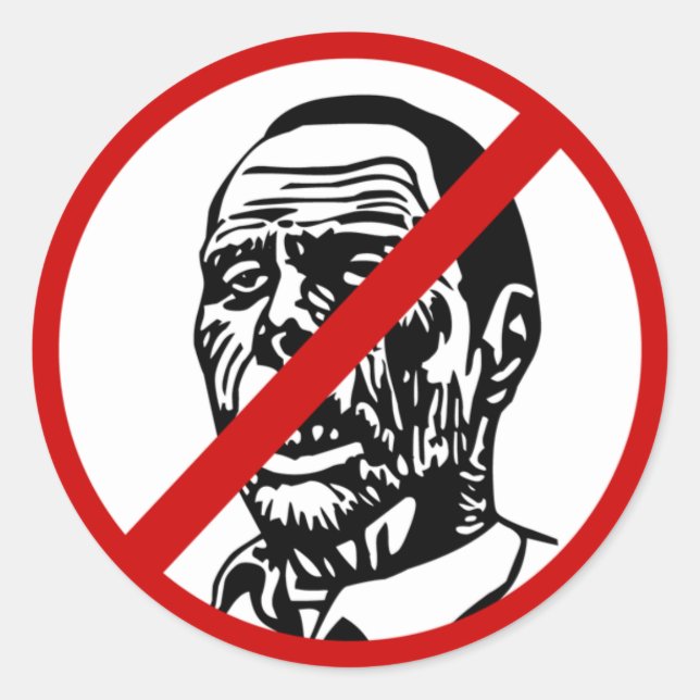 Pegatina Redonda Sin zombis (Anverso)