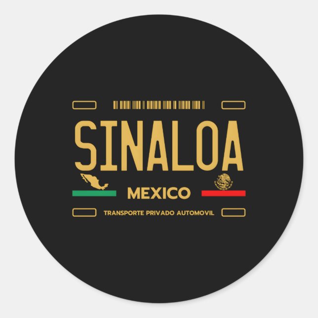 Pegatina Redonda Sinaloa México Licencia Plate estético Sinaloa (Anverso)