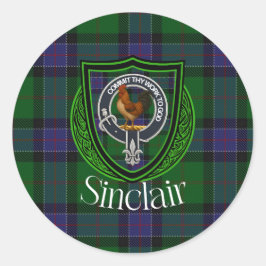 Pegatina Redonda Sinclair Scottish Clan Tartan & Crest