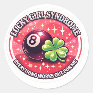 Pegatina Redonda Síndrome de Chica Afortunada Sticker - Todo Funcio