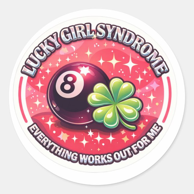 Pegatina Redonda Síndrome de Chica Afortunada Sticker - Todo Funcio (Anverso)