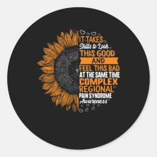 Pegatina Redonda Síndrome de Dolor Regional Complejo Concienciación