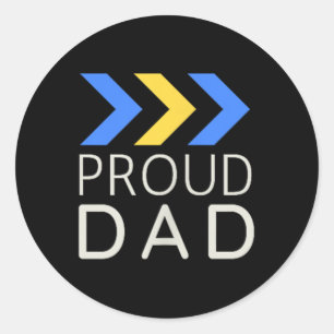 Pegatina Redonda Síndrome de Down Dad Shirt - Camisetas del síndrom