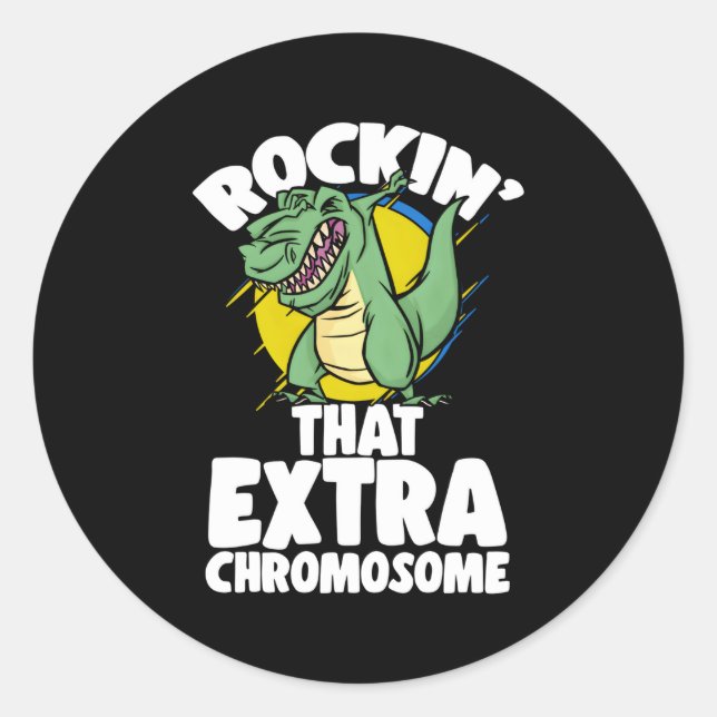 Pegatina Redonda Síndrome de Down de cromosoma extra Rockin' T Conc (Anverso)