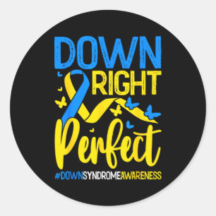 Pegatina Redonda Síndrome de down perfecto hombres conciencia