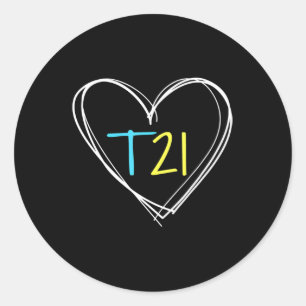 Pegatina Redonda Síndrome de Down T21 Conciencia para mujeres con c