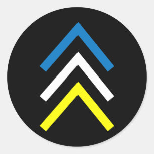 Pegatina Redonda Síndrome de Down Tres Flechas Cromosómicas Concien