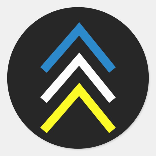 Pegatina Redonda Síndrome de Down Tres Flechas Cromosómicas Concien (Anverso)