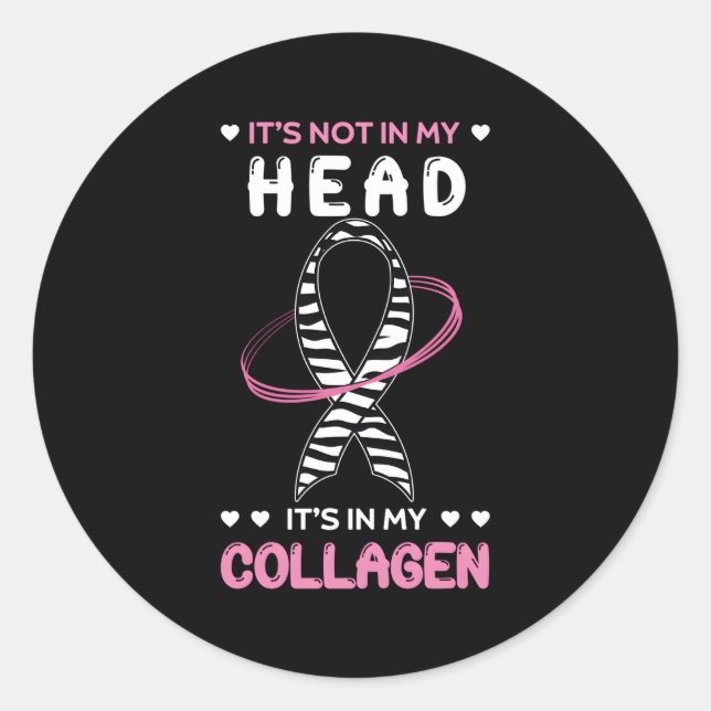 Pegatina Redonda Síndrome de Ehlers Danlos Tira de Cebra Blanca y N (Anverso)