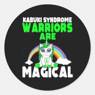 Pegatina Redonda Síndrome de Kabuki Conciencia Cinta Verde Mágica