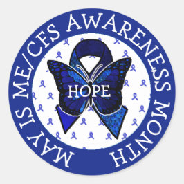 Pegatina Redonda Síndrome de ME/CFS Sensibilización Cinta Mariposa