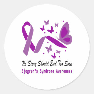 Pegatina Redonda Síndrome de Sjogrens Conciencia Mariposa Apoyo Pur