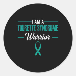 Pegatina Redonda Síndrome de Tourette Guerrero Cinta Verde azulada 