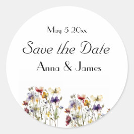 Pegatina Redonda Sinfonía de flores silvestres: arte acuático vibra