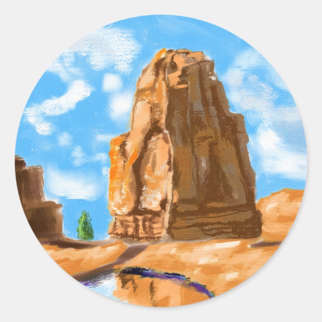 Pegatina Redonda Sinfonía del Cañón: una oda vibrante a la Gran (Anverso)