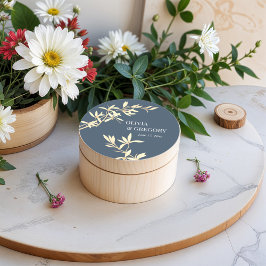 Pegatina Redonda Sinfonía floral eterna en azul