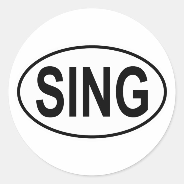 Pegatina Redonda Sing Oval (Anverso)
