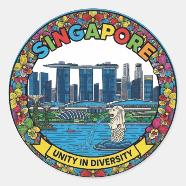 PEGATINA REDONDA SINGAPUR (Anverso)