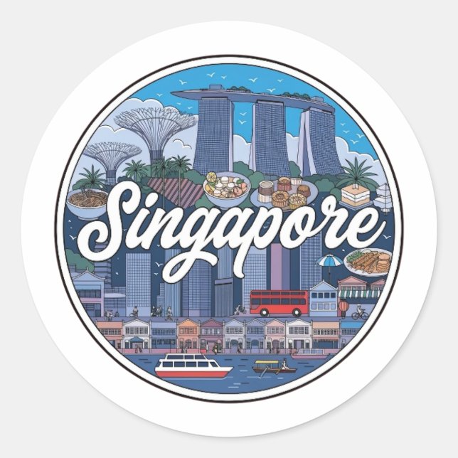 PEGATINA REDONDA SINGAPUR (Anverso)