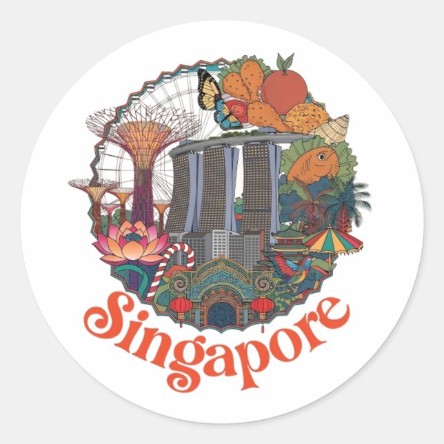 PEGATINA REDONDA SINGAPUR (Anverso)