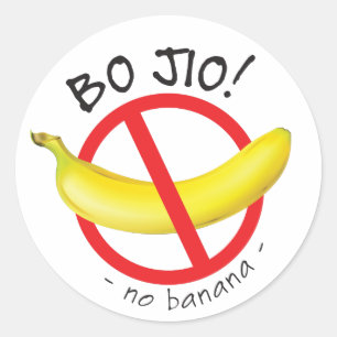 Pegatina Redonda Singapur: Bo Jio - Sin invitación, sin banana