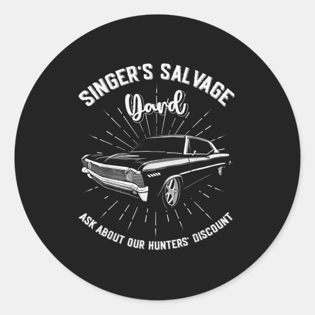 Pegatina Redonda Singers Salvage Yard Hunters Funny Spn  (Anverso)