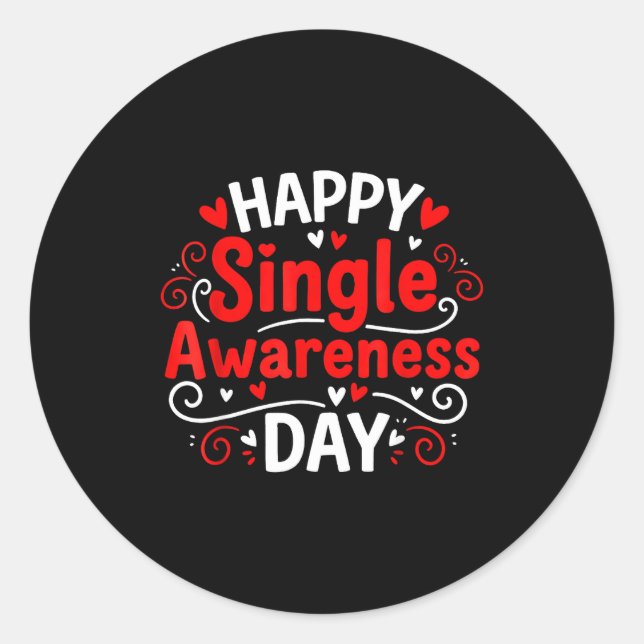 Pegatina Redonda Single Awareness Day Funny Anti-valentine Humor De (Anverso)