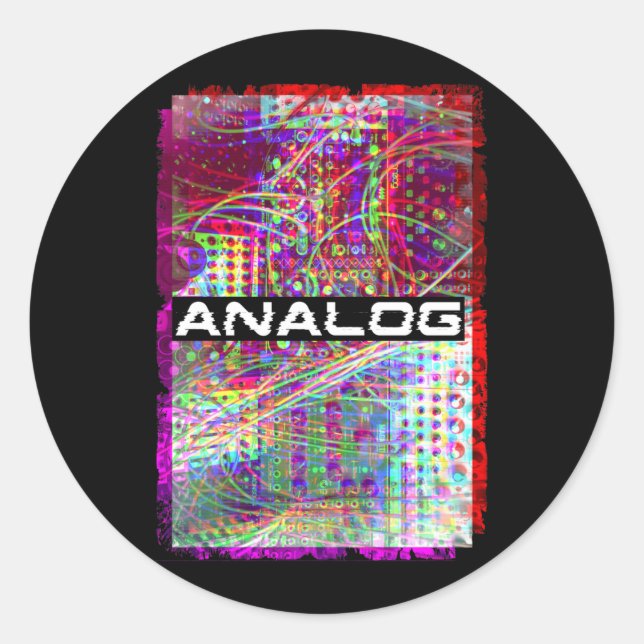 Pegatina Redonda Sinopsis analógica modular de ajuste sintetizador (Anverso)