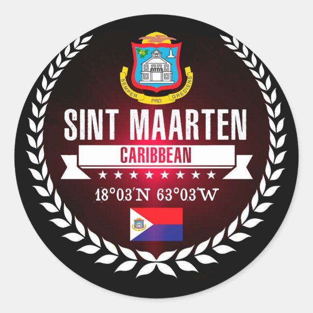 Pegatina Redonda Sint Maarten (Anverso)