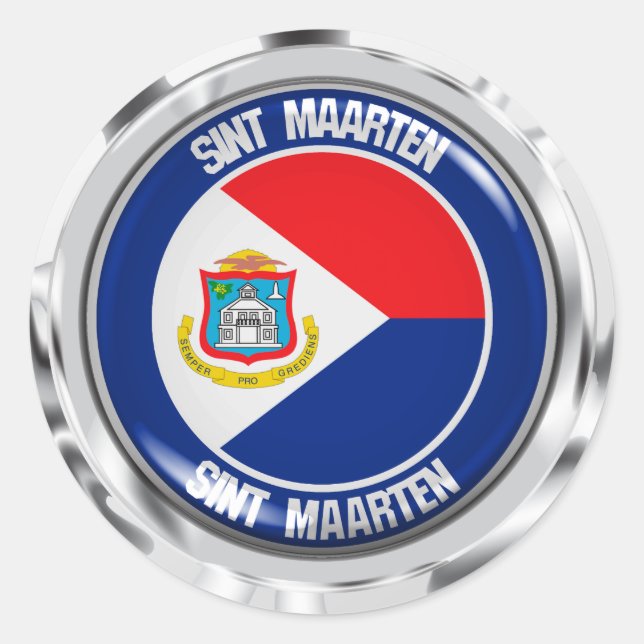 Pegatina Redonda Sint Maarten Round Emblem (Anverso)