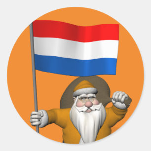 Pegatina Redonda Sinterklaas con insignia de los Países Bajos